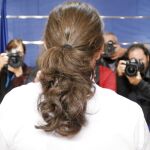 Pablo Iglesias ayer en la rueda de prensa del Congreso, donde presentó su propuesta para pactar un gobierno con el PSOE