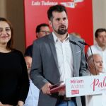 El secretario general del PSCyL, Luis Tudanca, en la presentación de la candidatura a la Alcaldía de Palencia de Miriam Andrés