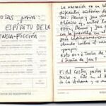 Libreta con las notas de la novela inédita