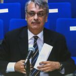 Imagen de Miguel Tejeiro Losada, a través del monitor de la sala de prensa de la Escuela Balear de la Administración Pública (EBAP).