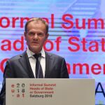 Donald Tusk durante la rueda de prensa en Salburgo/Ap