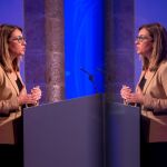 La nueva consellera de Presidencia y portavoz del Govern, Meritxell Budó, durante la rueda de prensa posterior a la reunión semanal del gobierno catalán