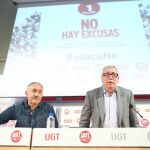 Los secretarios generales de CCOO y UGT, Ignacio Fernández Toxo y Pepe Álvarez.