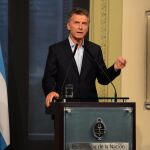 El mandatario Mauricio Macri durante una rueda de prensa