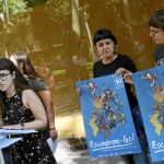 La presentación de la campaña de la CUP con los carteles correspondientes, ayer