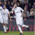 Sergio Ramos celebra el tanto marcado al Barcelona