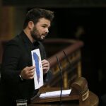 El portavoz adjunto de ERC, Gabriel Rufián, durante su intervención.