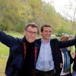 El presidente de la Xunta, Alberto Núñez Feijóo, y el candidato a la presidencia del Gobierno Pablo Casado