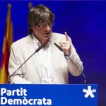El presidente de la Generalitat Carles Puigdemont, durante su intervención en el consejo nacional extraordinario para evaluar el primer año de la nueva formación heredera de CDC