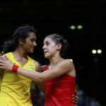 Carolina Marín con P.V. Sindhu