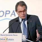 Artur Mas durante su intervención en un desayuno informativo.
