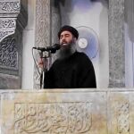 Imagen de la primera y prácticamente última aparición pública del líder yihadista del Estado Islámico en Mosul