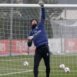 Kiko Casilla, en el entrenamiento de ayer del Madrid