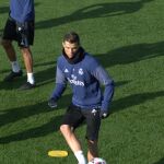 Ronaldo, en el entrenamiento de ayer