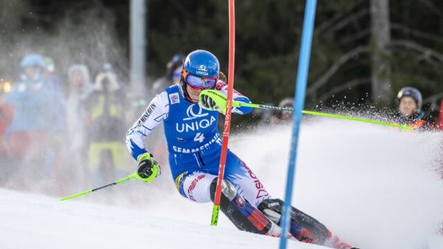 Petra Vlhova en un momento de la prueba celebrada en Semmering