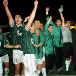 Imagen de archivo de los jugadores del Toledo celebrando la victoria frente al Real Madrid por 2-1 en la Copa del Rey el 12 de diciembre del 2000
