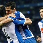Piatti (c) celebra el gol que ha marcado ante el CD Leganés, el tercero del equipo.