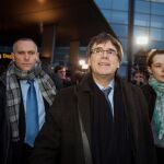 El expresidente de Cataluña Carles Puigdemont a su llegada hoy al aeropuerto de Copenhague procedente de Bruselas
