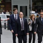 Los diputados Jordi Turull, Josep Rull (JxCat) y Raül Romeva (ERC)