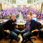Los líderes de los dos principales sindicatos de clase, Unai Sordo y Pepe Álvarez, calentaron ayer motores ante la marcha feminista del viernes