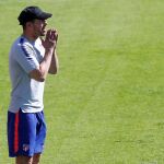 Simeone, durante el entrenamiento del Atlético en el Cerro del Espino