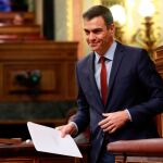 Pedro Sánchez, durante su comparecencia en el Congreso