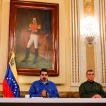 Nicolás Maduro junto a su ministro de Defensa, Vladimir Padrino , y el presidente de la oficialista Asamblea Nacional Constituyente de Venezuela, Diosdado Cabello