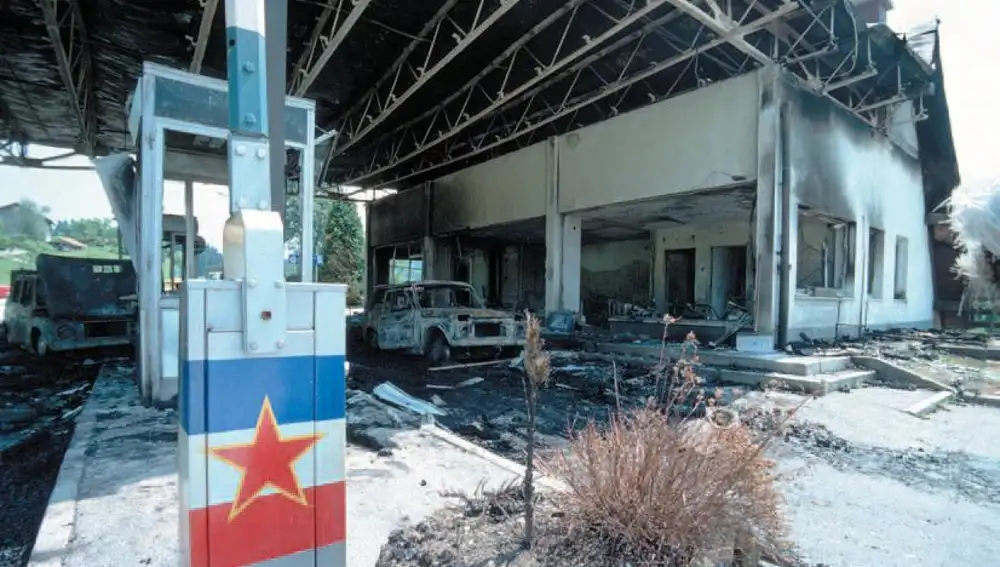 Puesto fronterizo tras la guerra de los Diez Días con Yugoslavia.