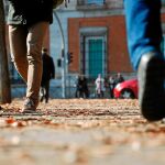 Desde hace varias semanas, las calles de la capital acumulan hojas que producen resbalones y entorpecen el recorrido de las personas con movilidad reducida. Foto: Javier Fernández-Largo