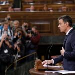 El presidente del Gobierno, Pedro Sánchez, durante su intervención ante el pleno del Congreso de los Diputados, celebrado hoy / Foto: Jesús G. Feria