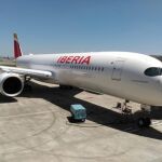 Momento antes del despegue del A350-900 de Iberia
