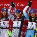 Petra Vlhova, Veronika Velez Zuzulova y Sarka Strachova componen el podium de Zagreb