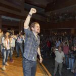 Pablo Iglesias en un acto hoy en Mérida.