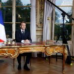 Macron, durante su intervención televisada.