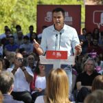 El secretario general del PSOE, Pedro Sánchez, un acto de la c ampaña vasca