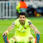 Luis Suárez, sobre el césped del estadio de Lyon / Efe