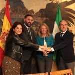 Margarita del Cid, Javier Fernández, Ángeles Muñoz, y Elías Bendodo