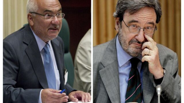 Fotografía de archivo de los exdirectivos de Catalunya Caixa Narcís Serra y Adolf Todó