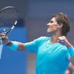 Rafa se mostró contento cuando finalizó el encuentro con el italiano Fognini, al que venció en tres sets