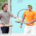 Carlos Moyá y Rafa Nadal, en un entrenamiento