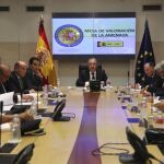 El ministro del Interior, Juan Ignacio Zoido,fondo. presidió hoy la mesa de evaluación de la amenaza terrorista.