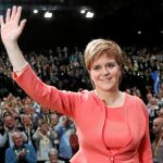 La nacionalista Nicola Sturgeon tras su discurso de ayer en Glasgow / Reuters