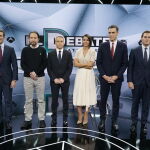 Los cuatro candidatos junto a Vicente Vallés y Ana Pastor