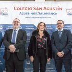 La presidenta de las Cortes de Castilla y León, Silvia Clemente, y el consejero de Educación, Fernando Rey (2I), asisten a la inauguración de la III Semana de Formación del colegio San Agustín. En la imagen junto al director del colegio, Fernando Martín (2D); el rector de la USAL, Ricardo Rivero (I); y el presidente de escuelas católicas, Juan Carlos Pérez Godoy