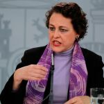 La ministra Magdalena Valerio en la rueda de prensa del Consejo de Ministros