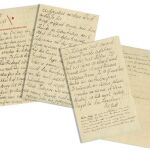 Fotografía de las cuatro páginas de una carta escrita por Albert Einstein. Foto: EFE/Nate D. Sanders