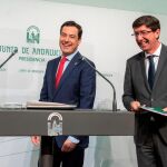 El presidente de la Junta, Juanma Moreno, y el vicepresidente, Juan Marín /Foto: EFE