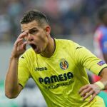 Rafael Borre, del Villarreal, celebra un gol ante el Steaua de Bucarest