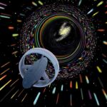 Ilustración de una nave espacial que usa energía negativa para deformar el espacio-tiempo y viajar más rápido que la luz. Les Bossinas / NASA