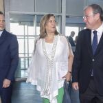 Alberto Hernández, Pilar del Olmo y Antonio Silván, momentos antes de la firma del convenio